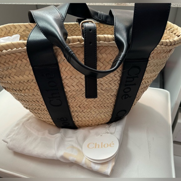 Chloe raffia basket tote medium - Picture 1 of 5